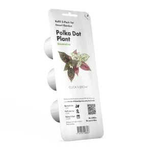 Click & Grow påfyllningskapslar med prickblad, 3-pack för Smart Garden, visas i vit butiksförpackning.