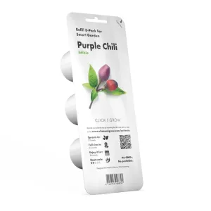 Click & Grow Smart Garden Purple Chili Refill 3-pack-förpackning med tre frökapslar och chiliillustration