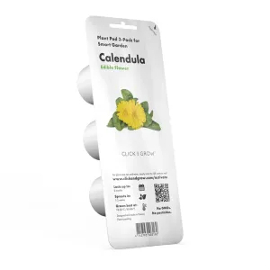 Paquete de recambio de 3 unidades para Click & Grow Calendula Smart Garden, con flor amarilla y hojas verdes