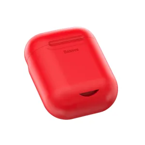 Funda de silicona roja Baseus para AirPods, con ajuste protector, costura en la tapa y recorte frontal