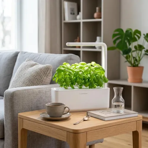 Click & Grow Smart Garden 3 siseruumide ürdiaed, valge, LED-lambi ja lehtroheliste taimedega