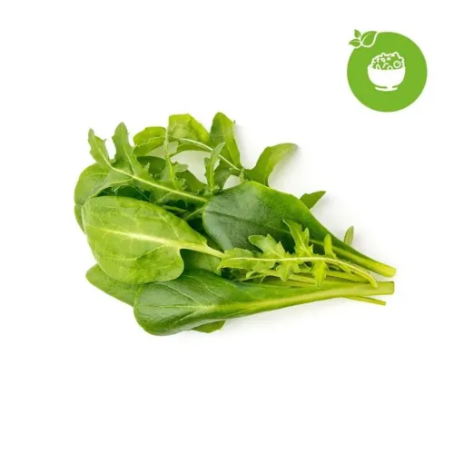 Click & Grow Smart Garden rohelise salatisegu täitekapslid värskete lehtköögiviljadega valgel taustal
