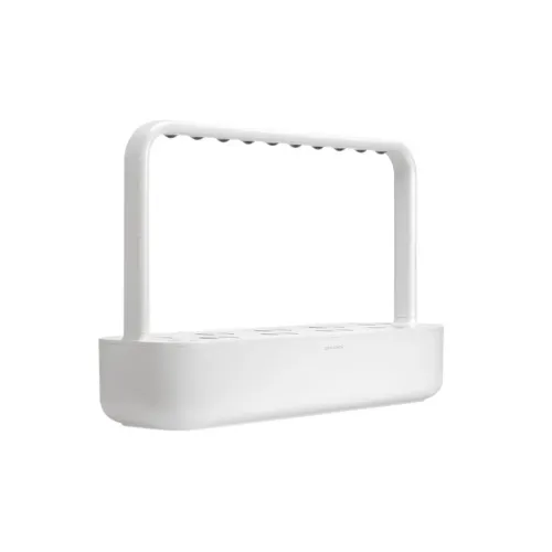 Click & Grow Smart Garden 9 Starter-Kit in Weiß, ein Indoor-Pflanzgefäß für die Arbeitsplatte mit gebogenem Rahmen für die Pflanzenleuchte