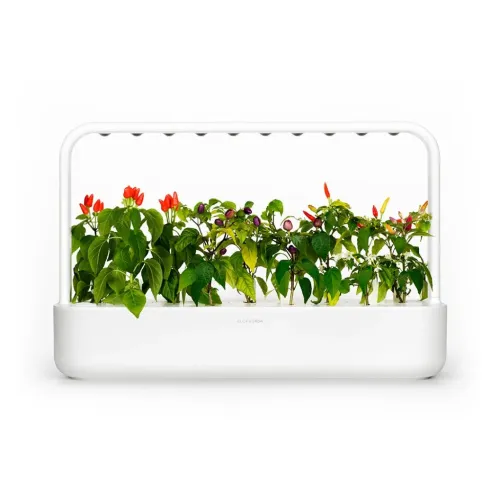 Click & Grow Smart Garden 9 stardikomplekt, valge siseruumidesse mõeldud ürdiaed kasvavate taimede ja kaardus LED-valgustiga