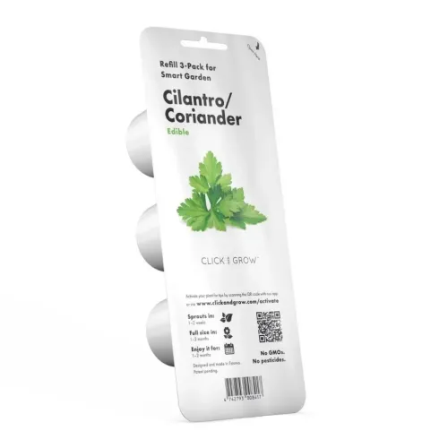 Click & Grow Smart Garden koriandri täitepakend, 3 tk, lehepildi ja kolme taimekapsliga
