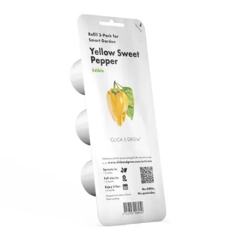 Click & Grow Smart Garden kollase magusa paprika 3-pakiline täitepakend paprika pildiga