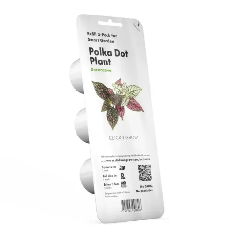Click & Grow täpilise hüpoestese täitekapslid Smart Gardenile, 3 tk pakis, valges jaepakendis.