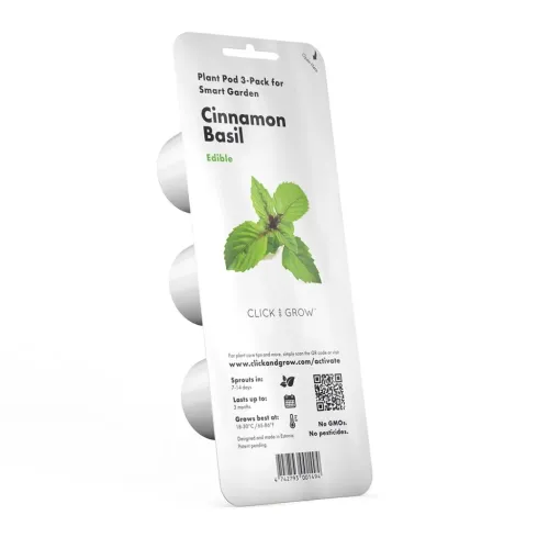 Click & Grow kaneelbasiiliku taimekapslite 3-pakiline täitekomplekt Smart Garden jaoks, söödava ürdi pakendiga