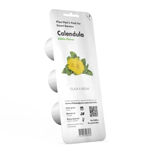 Click & Grow Calendula Smart Garden 3-osaline täitepakk kollase õie ja roheliste lehtedega
