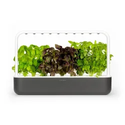 Click and Grow Smart Garden 9 Starter Kit Dark Gray with automatic watering, LED lighting, and reusable pods for indoor gardening